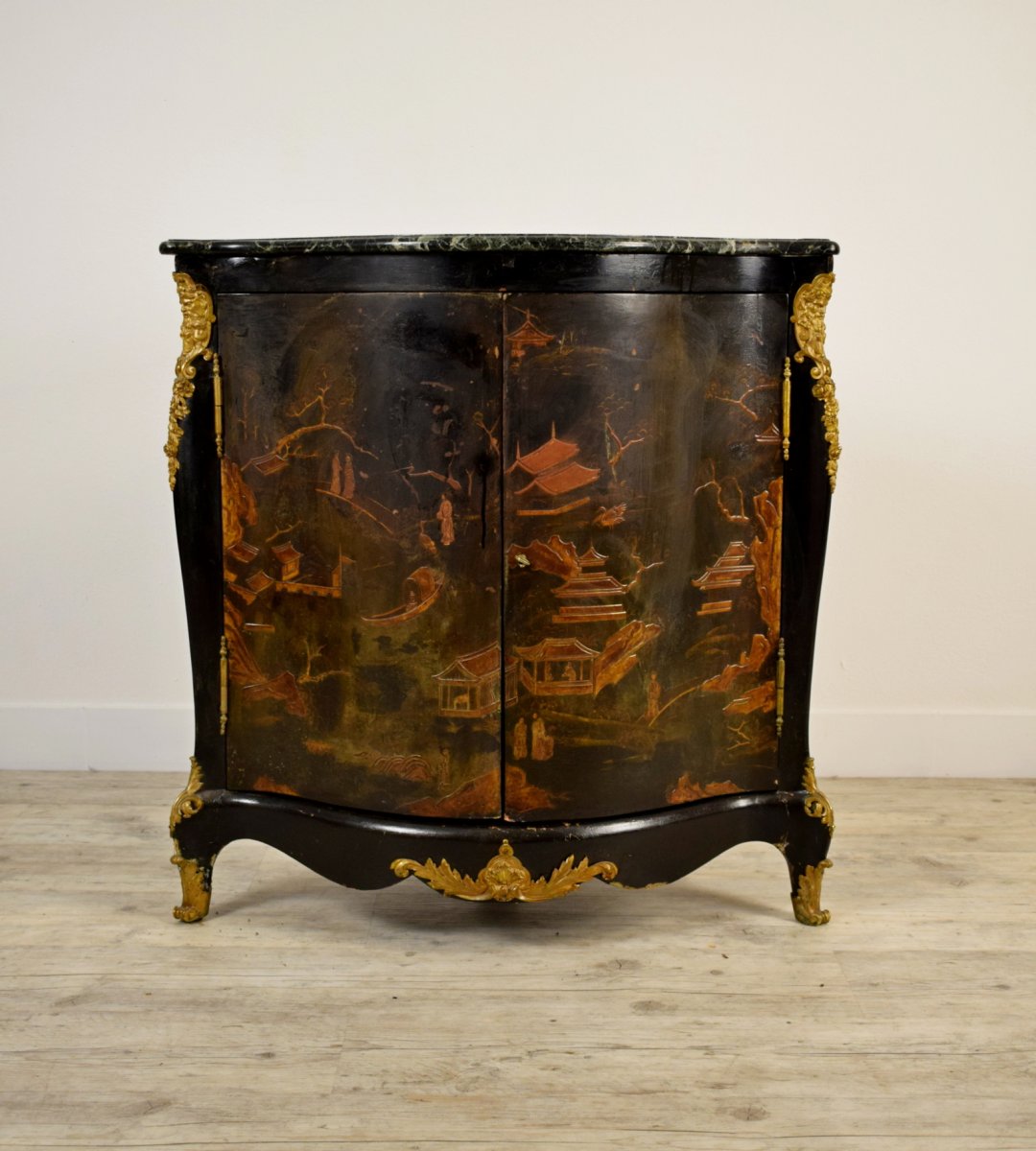 Angular Lacquered Wood Cabinet, Louis XIV Style, France, 19th Century