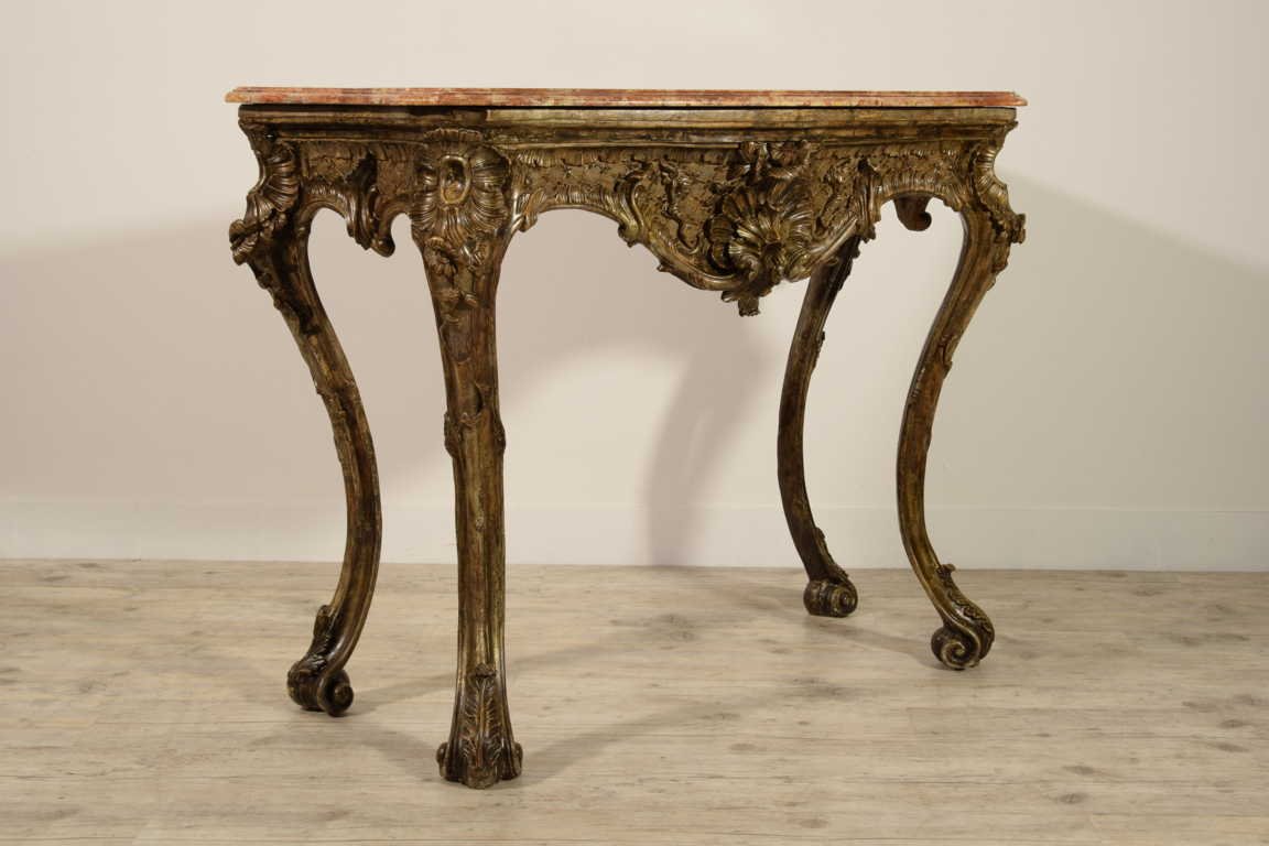 18th Century, Italian Naples Baroque Carved Wood Console-photo-3