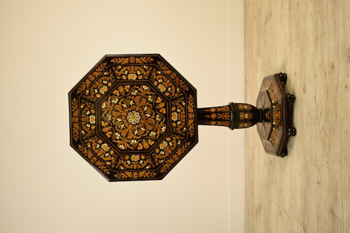 19th Century, Italian Fine Octagonal Sail Plan Center Table By Luigi And Angiolo Falcini-photo-8