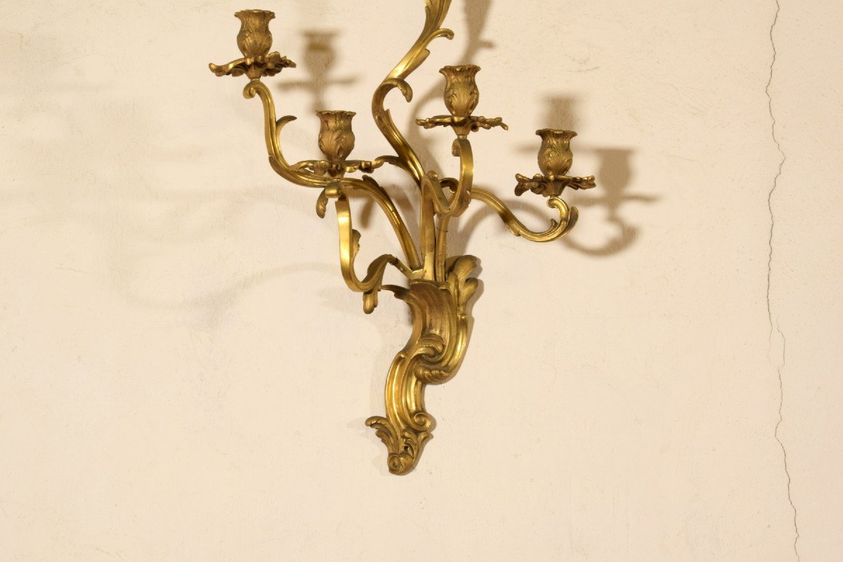 19th Century, Pair Of French Four-light Gilt Bronze -photo-7