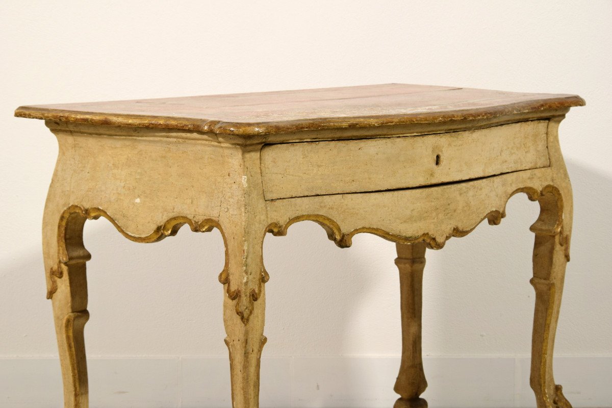 Console En Bois Laqué Et Doré, Italie, Début Du XVIIIe Siècle, époque Louis XIV-photo-5