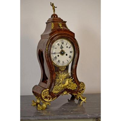 18th Century, Italian Louis XV Wood Ringtone And Alarm Table Clock With Gilt Bronz Applications