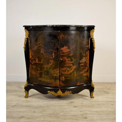 Angular Lacquered Wood Cabinet, Louis XIV Style, France, 19th Century