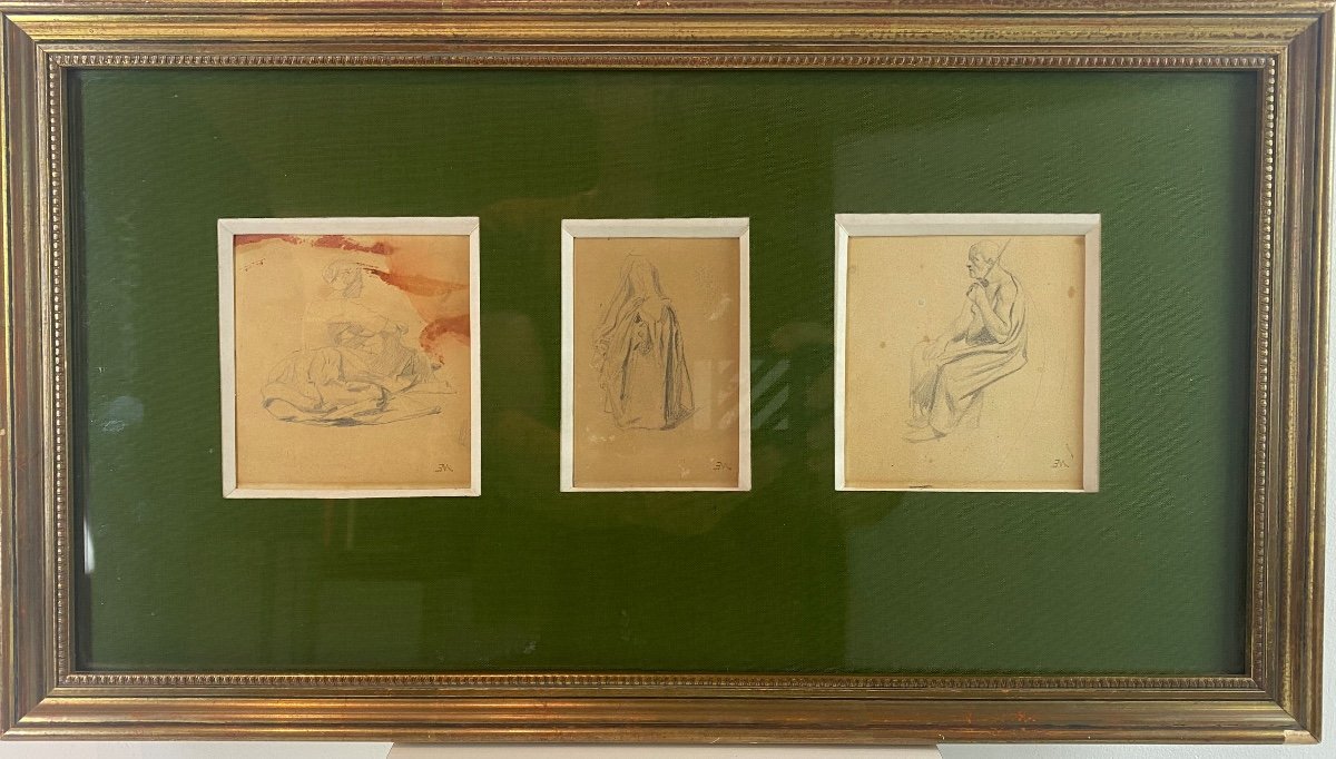 3 Pencil Studies By E. Meissonier.