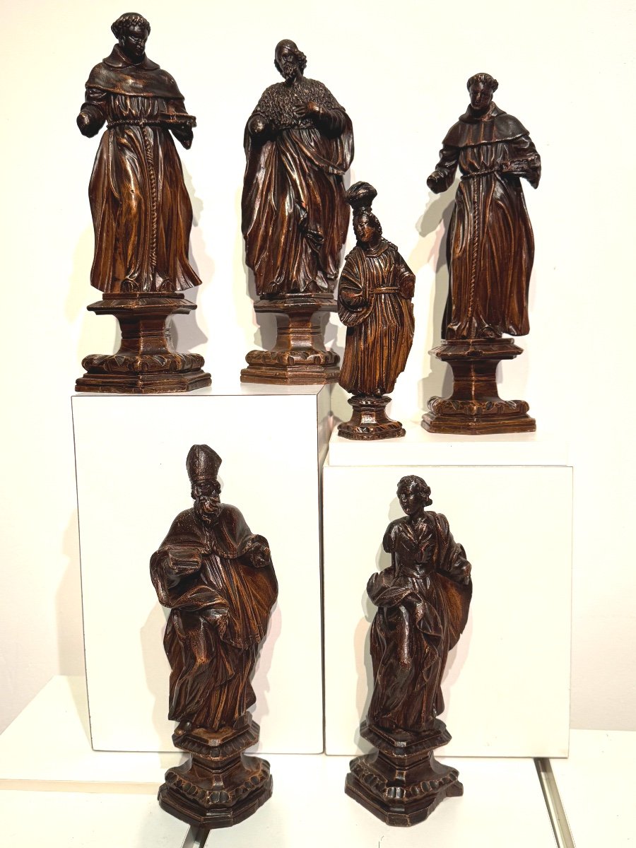 Set Of 6 Wooden Sculptures XVII-xviii.