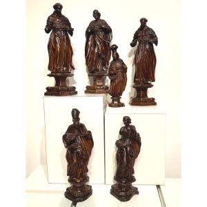 Set Of 6 Wooden Sculptures XVII-xviii.