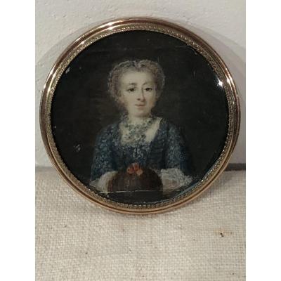 Miniature XVIII ème, Jeune Fille Au Manchon.