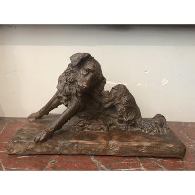 Terracotta Dog Sculpture
