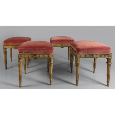 Suite De Quatre Tabourets Louis XVI