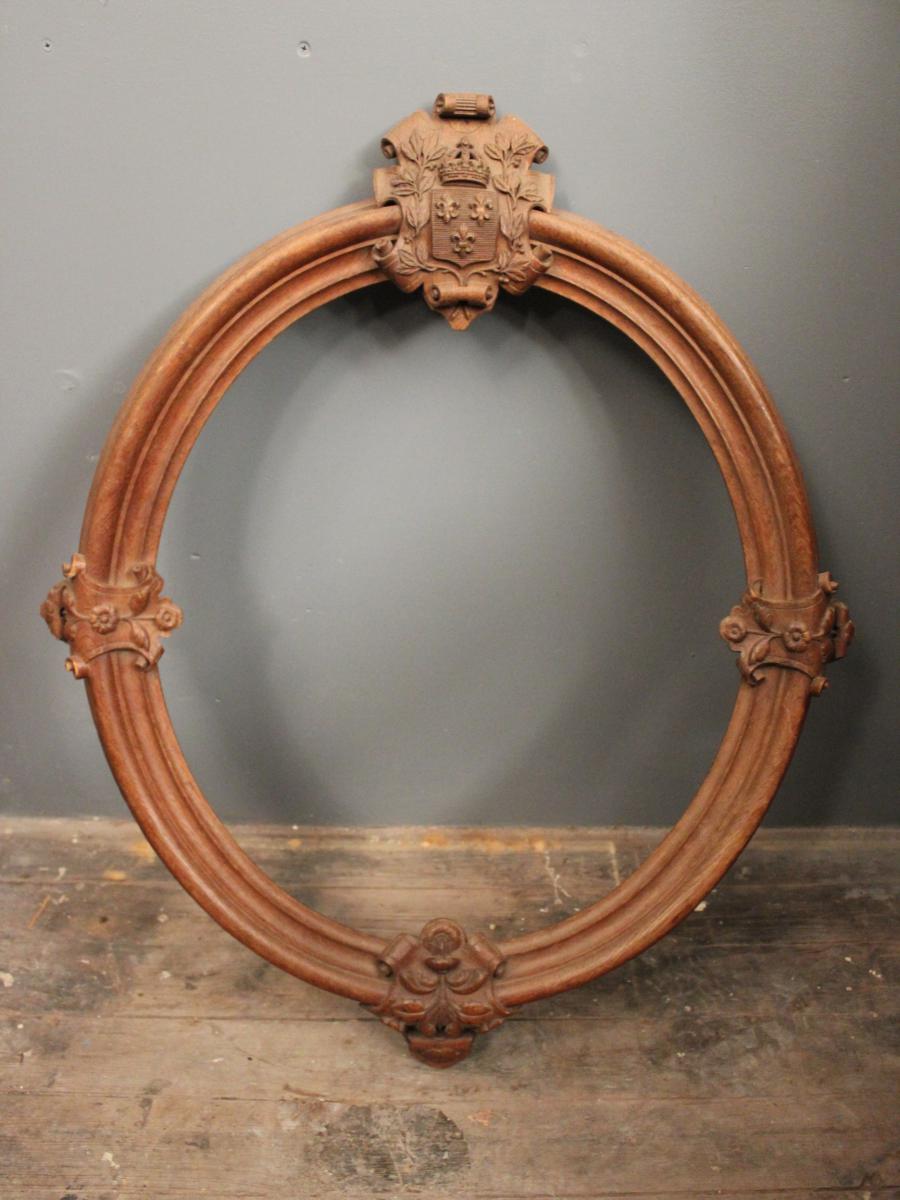 Oval Natural Carved Wooden Frame For 19th Century Weapons