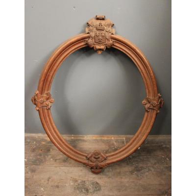 Oval Natural Carved Wooden Frame For 19th Century Weapons