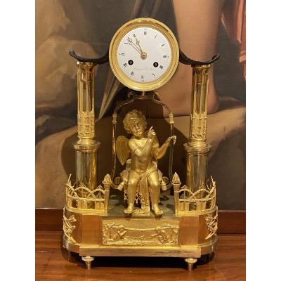 Important And Rare Bronze Clock Love In The Swing Debut XIXth 1st Empire Period.