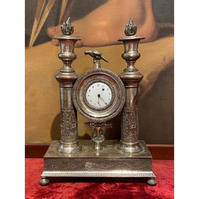 Rare Watch Holder - Pendulum In Silver Stamped Metal XIXth Charles X Period.