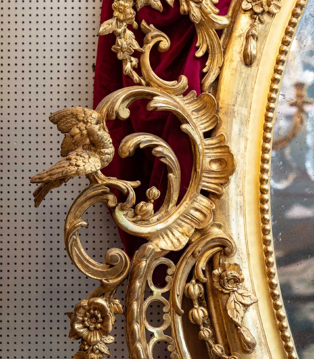 Miroir Napoléon III En Bois Et Stuc Doré -photo-2