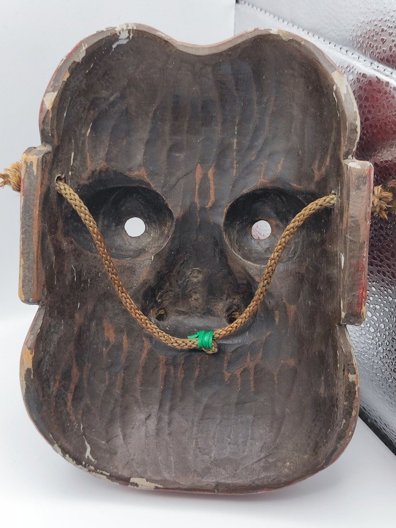 Japanese Mask Old Meiji Period - Bitchu Noh Kagura 開運の備中神楽天狗面-photo-2