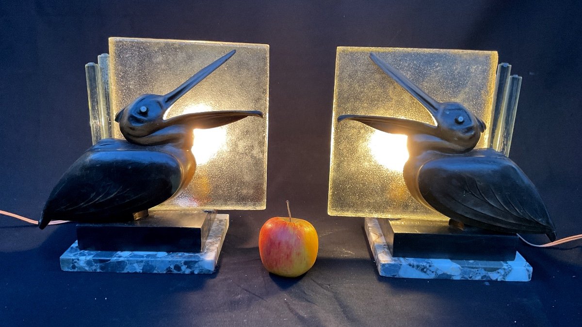 Paire de Lampes Aux Pelicans 