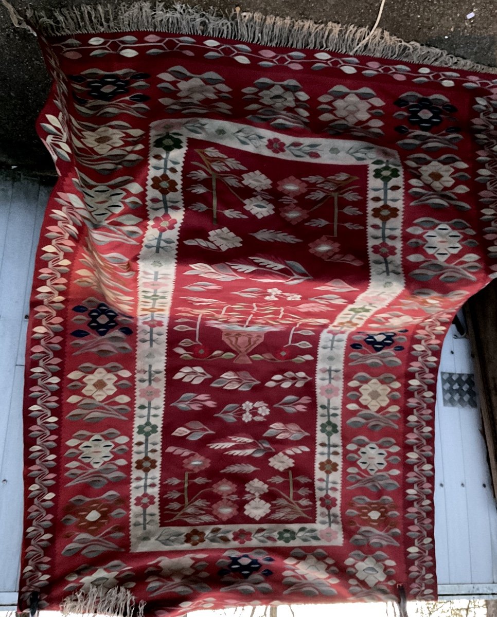 Gorgeous Eastern European Pink Kilim