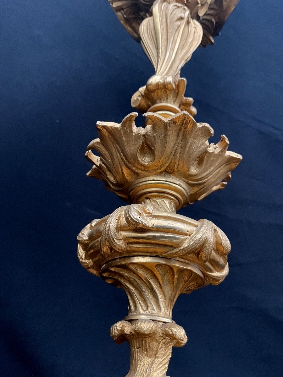 Lustre Bronze Doré Style Louis XV-photo-2