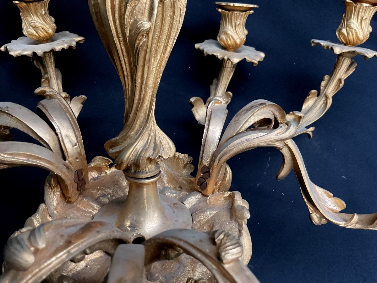 Lustre Bronze Doré Style Louis XV-photo-3