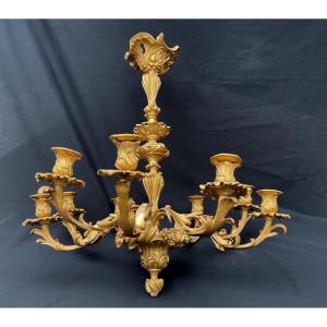 Lustre Bronze Doré Style Louis XV