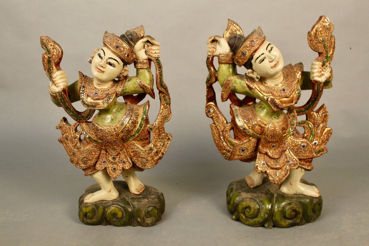 Pair Of Asian Dancing Statues