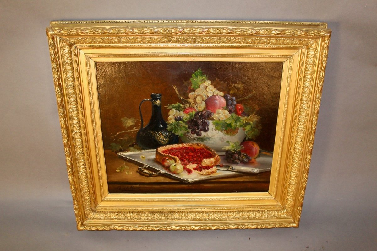 Still Life With Fruit By Alfred Brunel De Neuville (1852-1941)-photo-2
