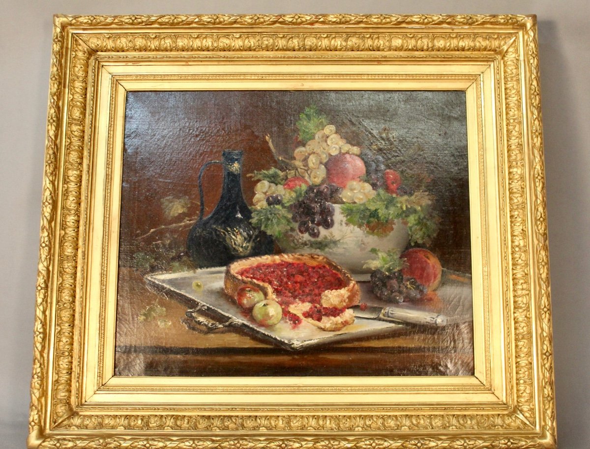 Still Life With Fruit By Alfred Brunel De Neuville (1852-1941)-photo-4
