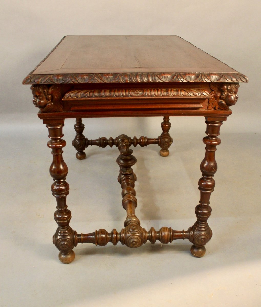 Louis XIII Style Writing Table With Putti Decor-photo-4