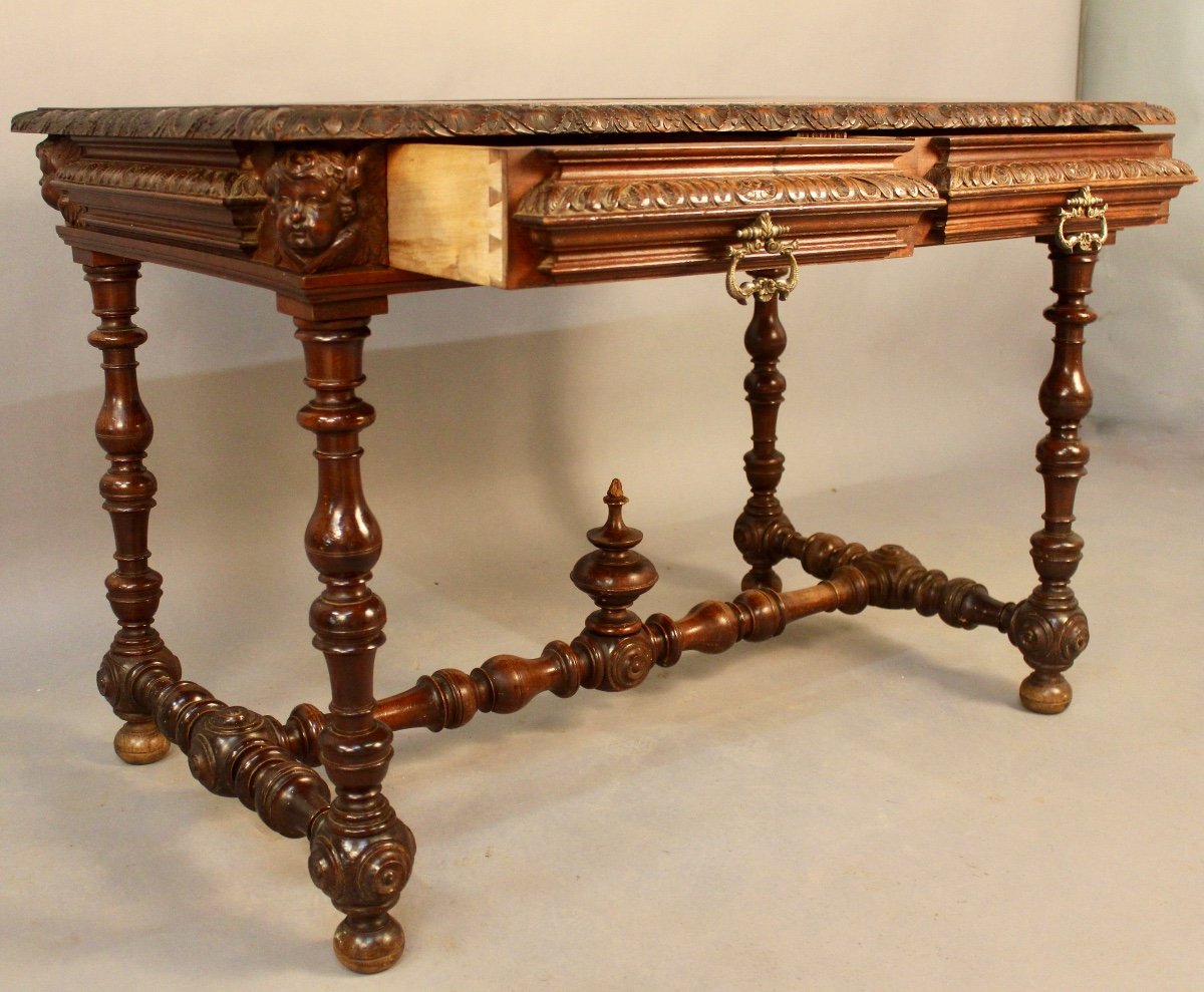 Louis XIII Style Writing Table With Putti Decor-photo-7