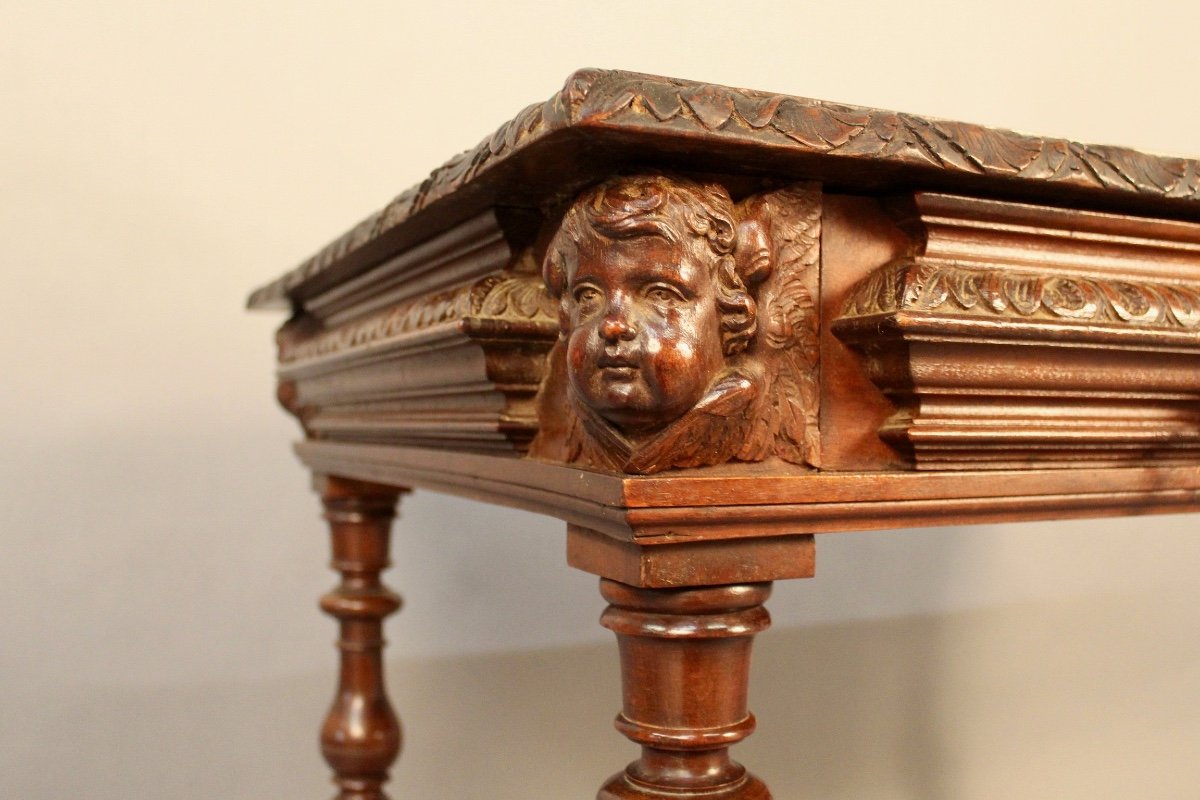 Louis XIII Style Writing Table With Putti Decor-photo-8