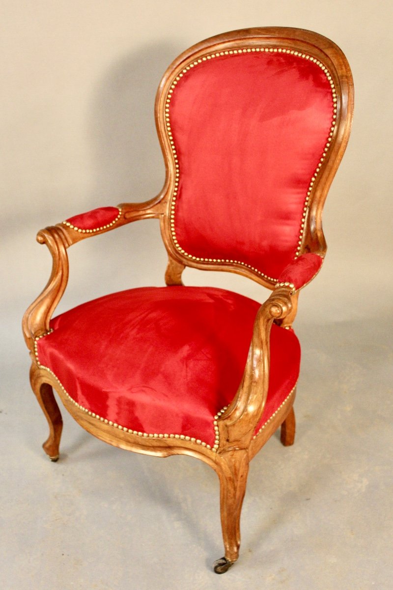 Fauteuil Louis Philippe En Noyer XIXème-photo-7