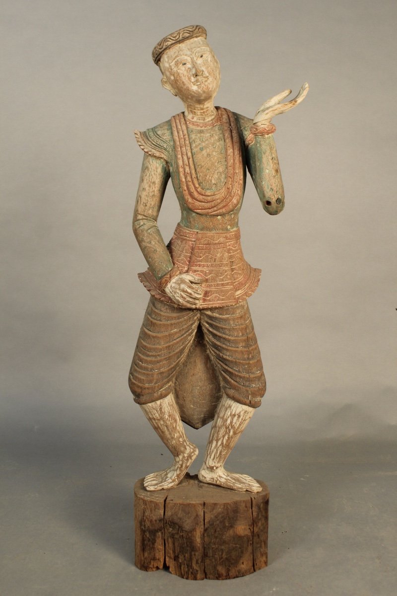 Asian Character Sculpture On Base 111 Cm-photo-3