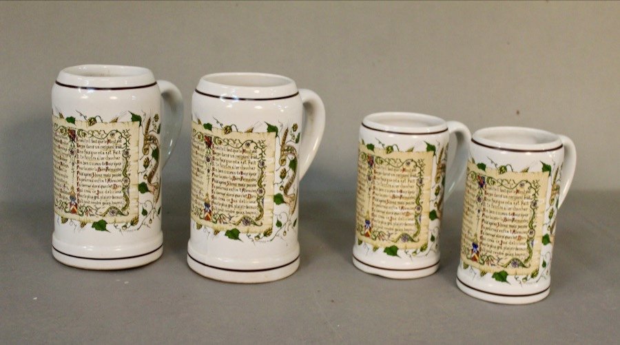 Series Of 4 Mugs With Beer Recipe H Chassagnac