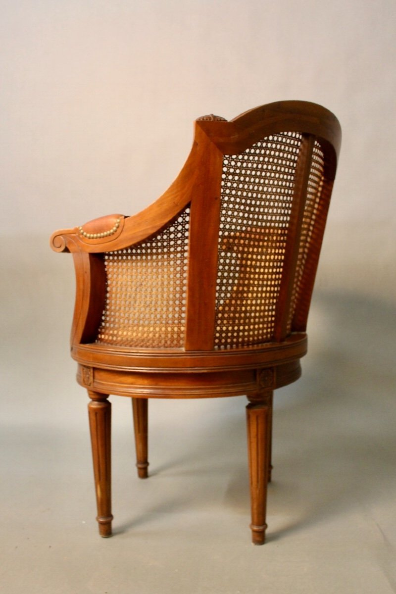 Louis XVI Style Rotating Cane Armchair-photo-1