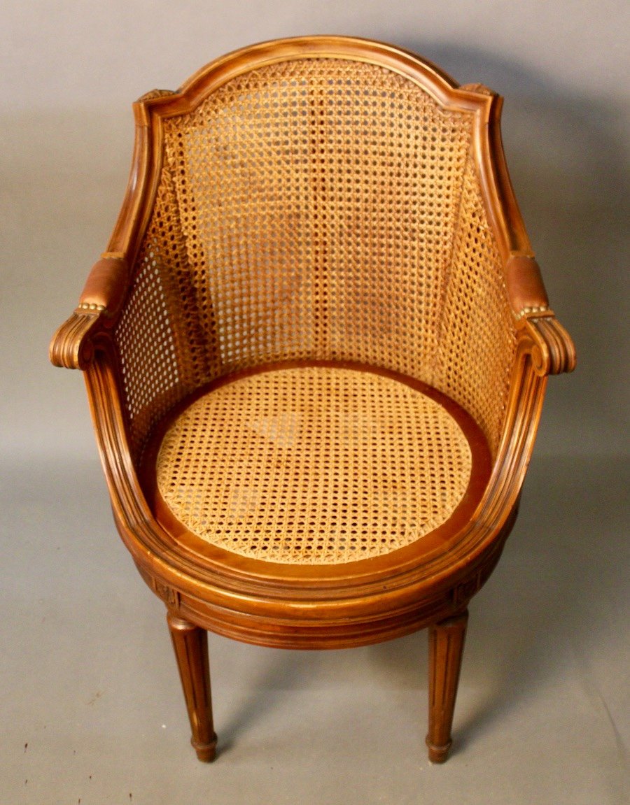 Louis XVI Style Rotating Cane Armchair-photo-2