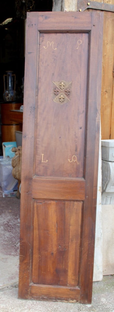 Porte Noyer Fleurs De Lys Et Initiales Mp & La-photo-4