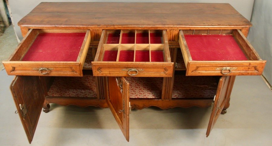 Lyonnaise Sideboard In Walnut With 3 Doors XVIIIth-photo-2