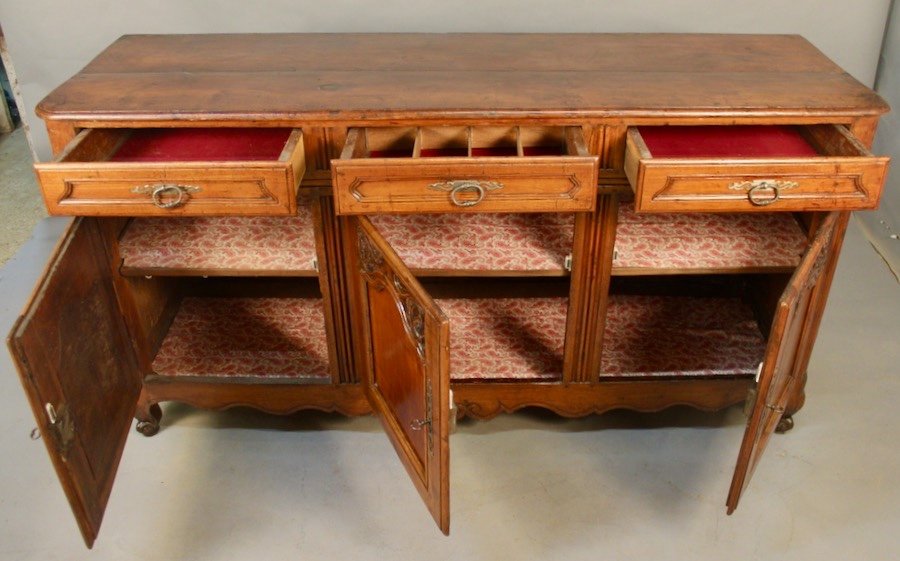 Lyonnaise Sideboard In Walnut With 3 Doors XVIIIth-photo-3