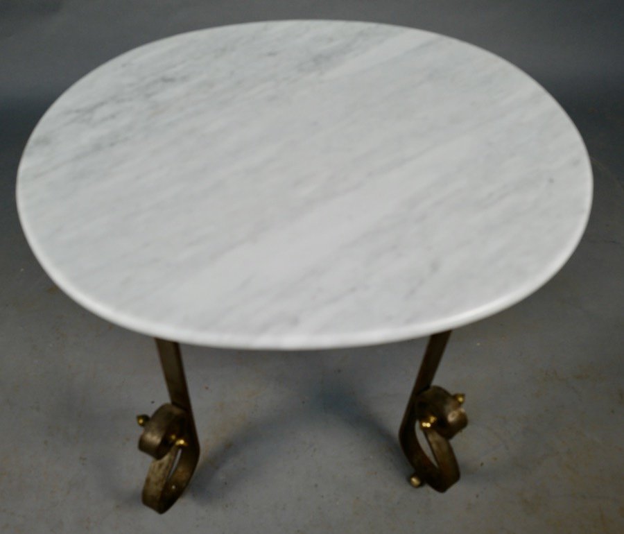 Art Deco Oval Table With Marble Top-photo-2