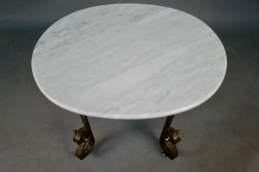 Art Deco Oval Table With Marble Top-photo-3