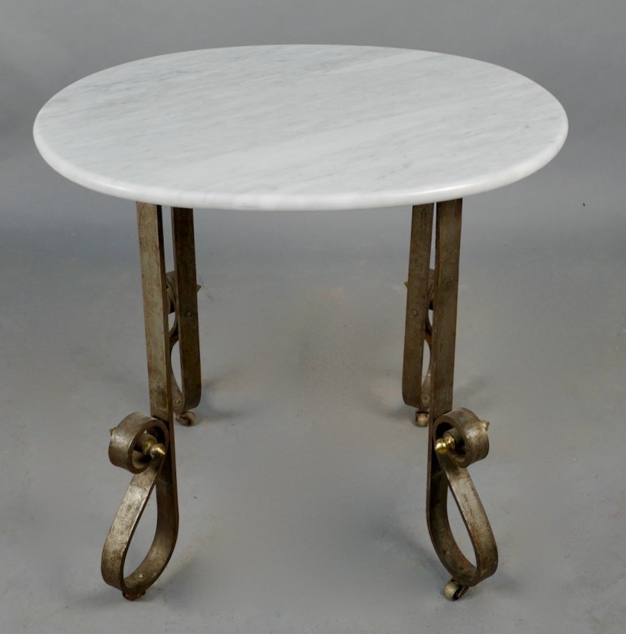 Art Deco Oval Table With Marble Top