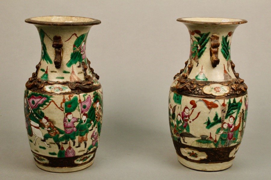 Paire De Vases En Porcelaine De Nankin XIXème-photo-4