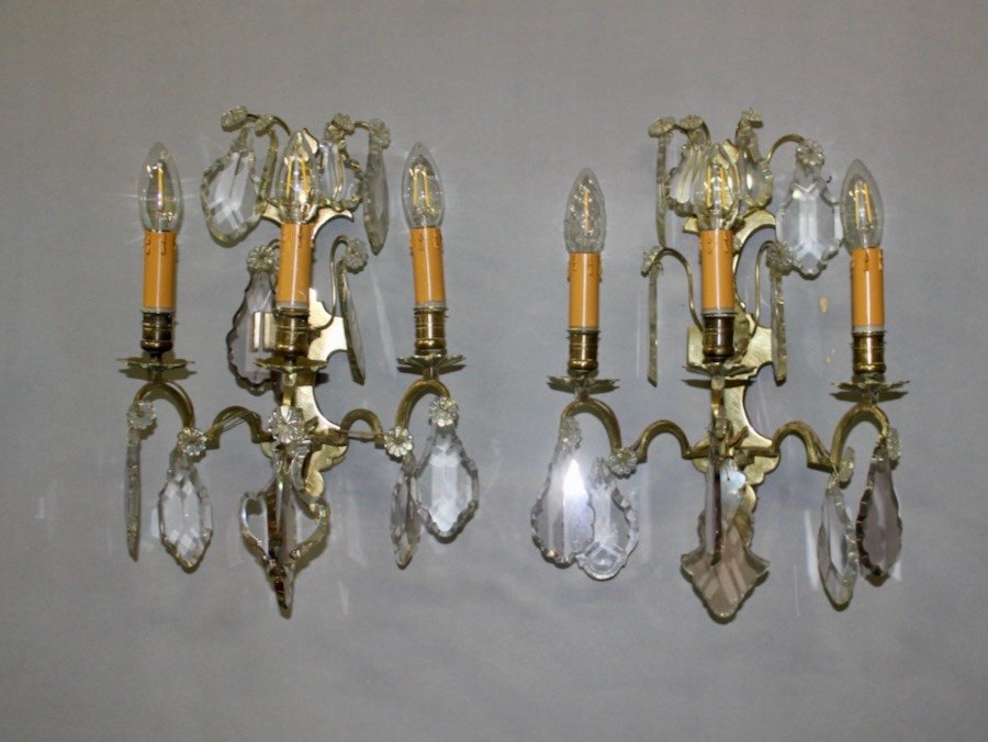 Pair Of Wall Sconces In Bronze And Tassels-photo-3