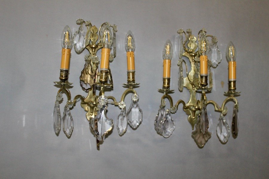 Pair Of Wall Sconces In Bronze And Tassels-photo-4