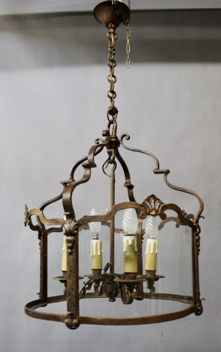 Round Wrought Iron Lantern With 4 Lights-photo-4