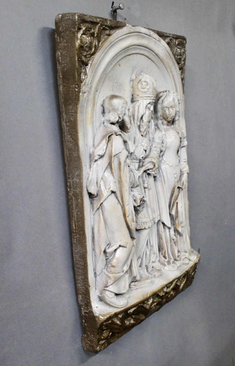 Bas Relief Religious Scene In Terracotta-photo-4