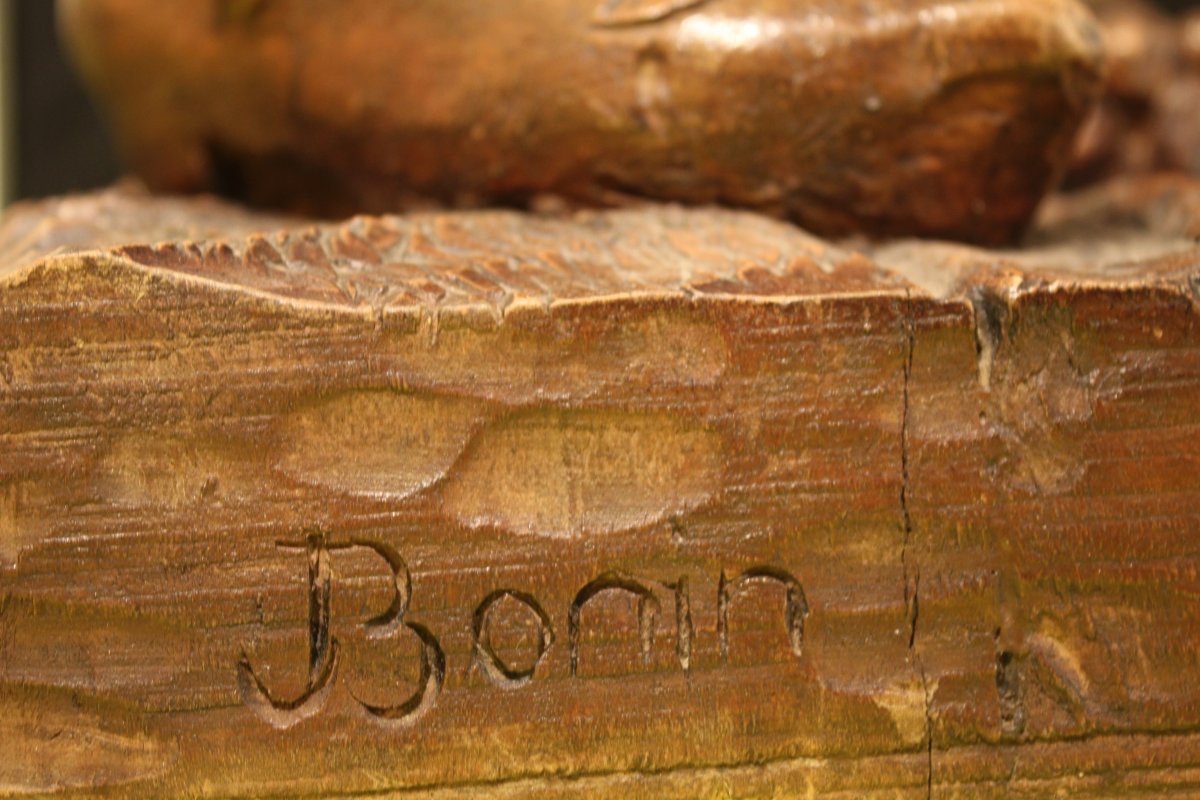 Sculpture En Noyer d'Une Vendangeuse Par Bonin Dijon-photo-1