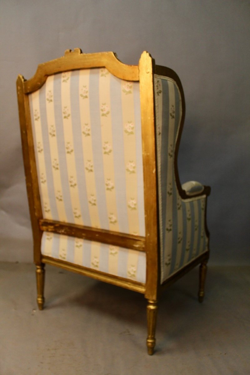 Louis XVI Style Winged Bergère In Golden Wood -photo-4