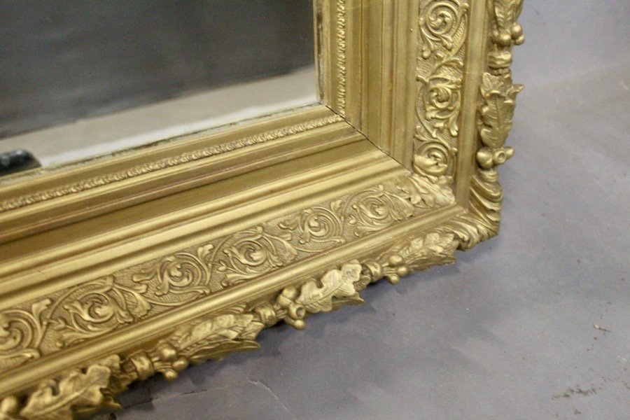 Mirror Frame In Wood And Golden Stucco-photo-2