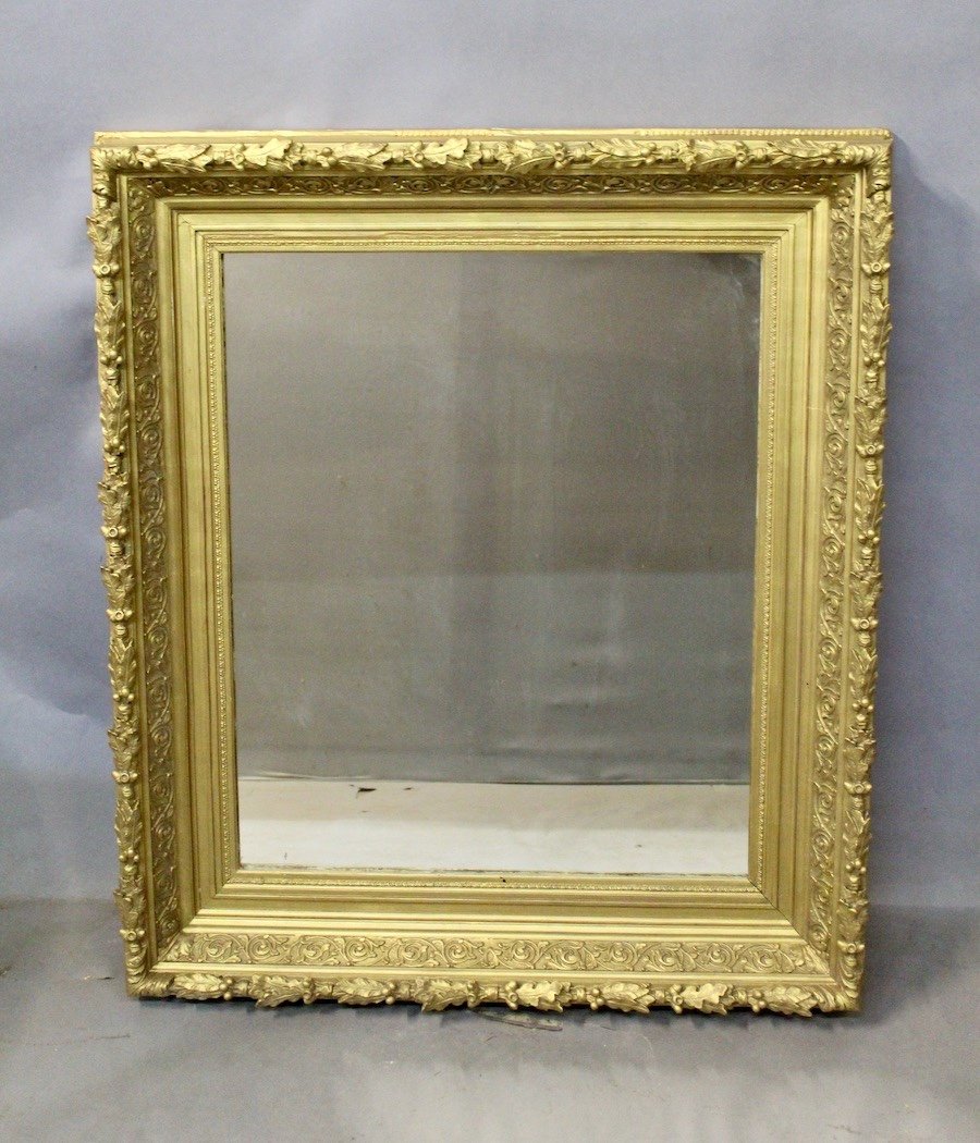 Mirror Frame In Wood And Golden Stucco